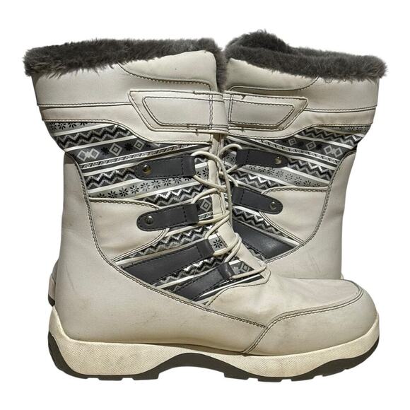 AirWalk Women's Winter Snow Boots Faux Fur White Gray Lace Up Size 9 - Picture 7 of 8